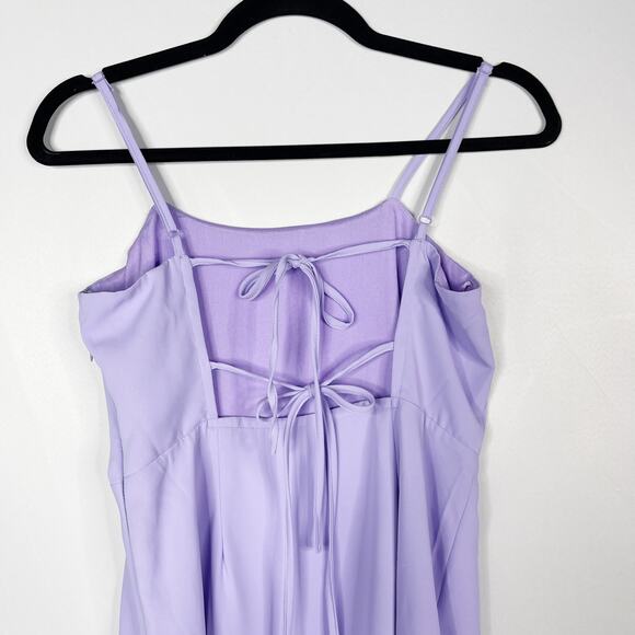 Hyfve Small S Lilac Purple Tie Back Mini Dress Front Slit Cocktail Square Neck - Picture 7 of 9
